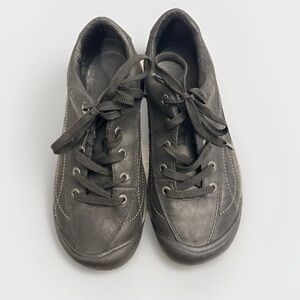 Keen Toyah Black Leather Women’s Hiking Shoes Lace Up - Trail Cap Toe Size 7.0